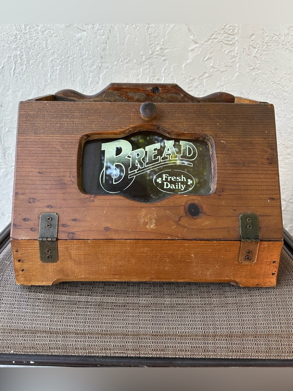 Vintage Wood Bread Box Glass Door Farmhouse Cottagecore Kitchen